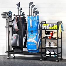 Golf Bag Storage Organizer for Garage, Golf Bag Stand with Wheels, Golf Bag O...
