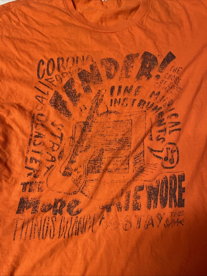 Camiseta Fender Guitar Corona CA Naranja Hombre Mediana Manga Corta Falta Etiqueta Foto 2 de 4