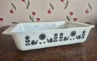 Vintage Pyrex Black Rooster Sunflower 575-B Space Saver Casserole No Lid