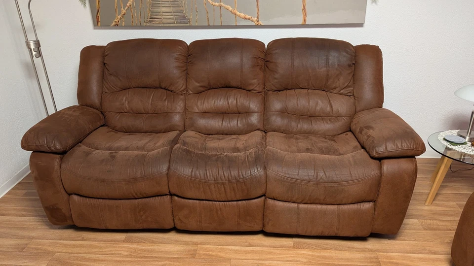 Sofagarnitur mit Relax Funktion 3+2 Sitzer Microfaser Stoff - Bild 2 von 4