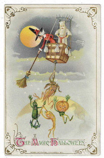 Tarjeta postal de Halloween Winsch "La magia de Halloween" fantasma bruja