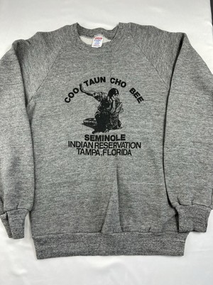 Vtg Seminole Indian Reservation Tampa Sweatshirt Jerzees USA Sz S Gray