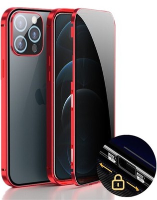 For iPhone 16 Series Privacy Magnet Metal Glass w/ Camera Lens Protection Case