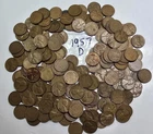 1957 Lot Lincoln Wheat Copper Cent Penny D Denver Mint Mark 1.2 Pound lb Bulk