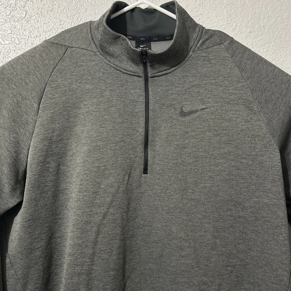 Nike Sweatshirt Men XXL-Tall Dri Fit Quarter 1/4 Zip Up Pullover Sweater Gray  - Image 3 of 4