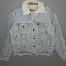 Vintage 90s LEVI S SHERPA BLUE DENIM JACKET USA MENS M