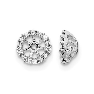 10 Karat Weißgold Diamant Ohrring Jacken für Damen L-6 mm