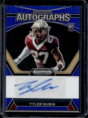 2024 Panini Prizm Collegiate Draft Picks Tyler Nubin Pick Auto RC Blue #/149