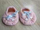 Vintage 1980's Cabbage Patch Kids RARE Soft Pink Doll Slippers/Shoes w/Hearts