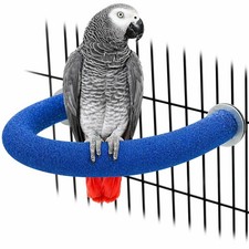 Rypet U-Shaped Large Parrot Perch, Quartz Bird Perch for Cage Blue L  Safe Che