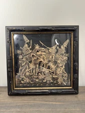 VINTAGE THAI MYTHOLOGICAL HISTORICAL FRAMED PRINT UNDER GLASS
