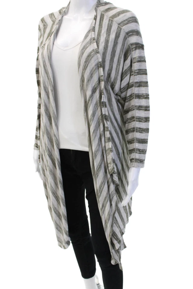 Cárdigan gris a rayas manga larga Max Studio para mujer talla M Foto 2 de 4