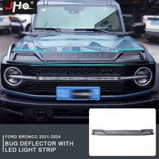 Front Hood Shield Armor Air Deflector Led Light Bar For Ford Bronco 2021-2025