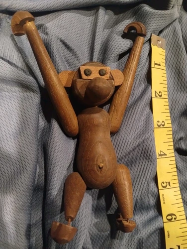 Vintage Danish MCM Wooden Hanging Jointed Monkey Kay Bojesen Style CRAFT TOY - Picture 4 of 4