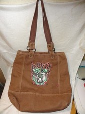 BORSA VINTAGE LEVIS MARRONE TELA BORSA TOTE BORSA A TRACOLLA CON LOGO CHITARRA OTTIME CONDIZIONI
