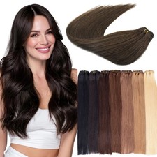 Weft Human Hair Extensions Sew In Remy Indian Hair Double Weave Highlight Blonde