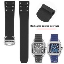 Quality Waterproof Rubber Watch Strap Silicone Bracelet 21mm for Cartier Santos