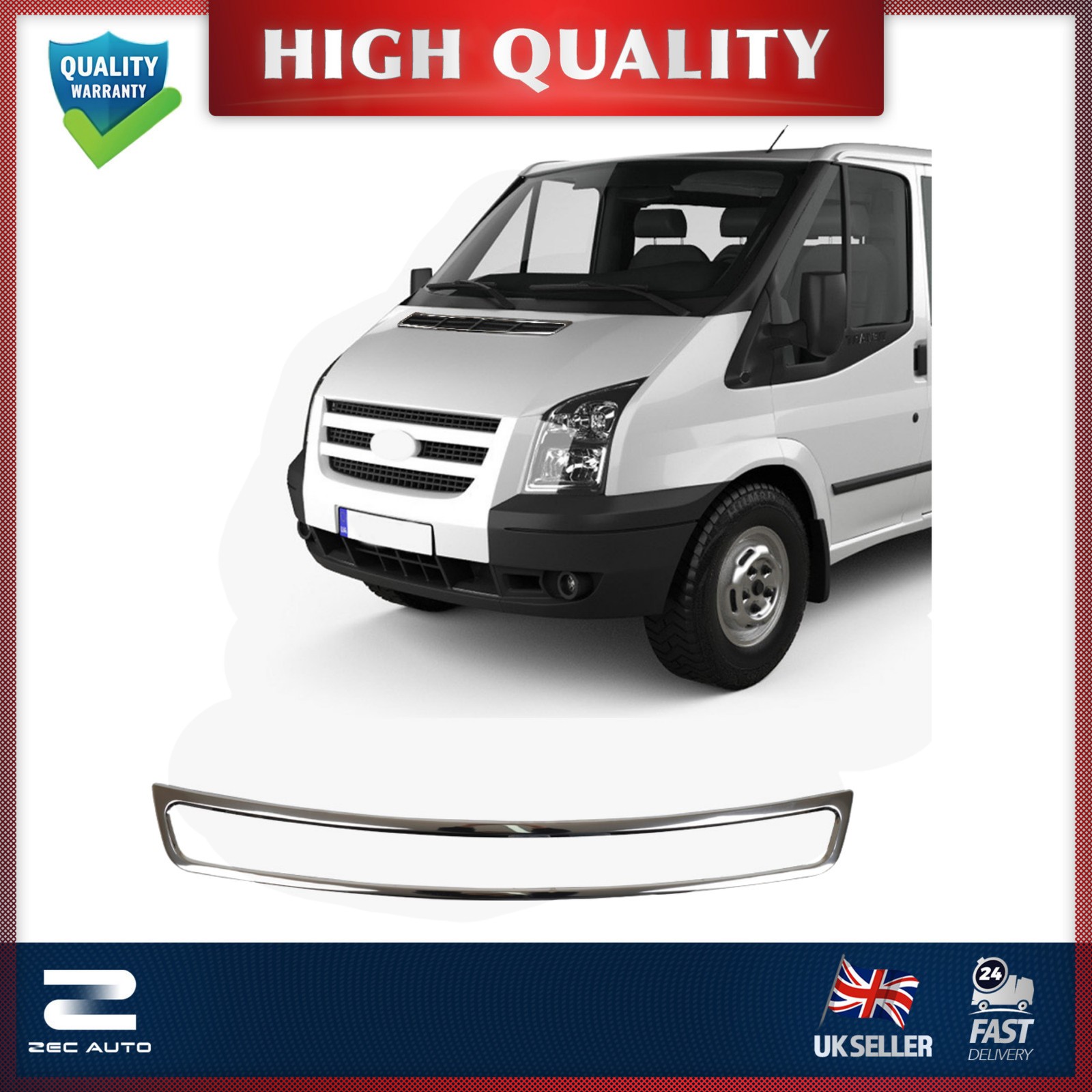 FOR FORD TRANSIT MK7 2006-2013 CHROME BONNET VENT HOOD TRIM STEEL COVER