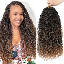 8 Packs Goddess Faux Locs Crochet Hair for Black Women, 22" w/ Curly Ends T27 