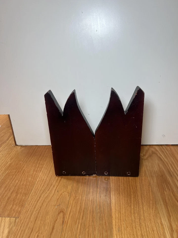 Carved Wood Monkey Bookends Pair Primate Leaf Design Dark Brown Home Decor - Image 4 of 4