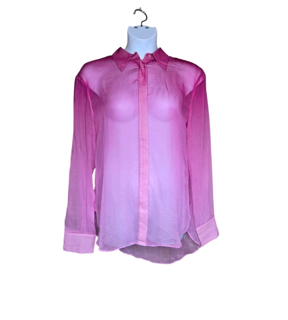 NEW Rat & Boa ombre pink sheer Diaz oversized chiffon beach blouse size XXL