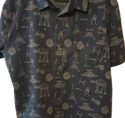 Star Wars Galactic Empire All Over Print Button Down Shirt Grey Men's Size 2XL 