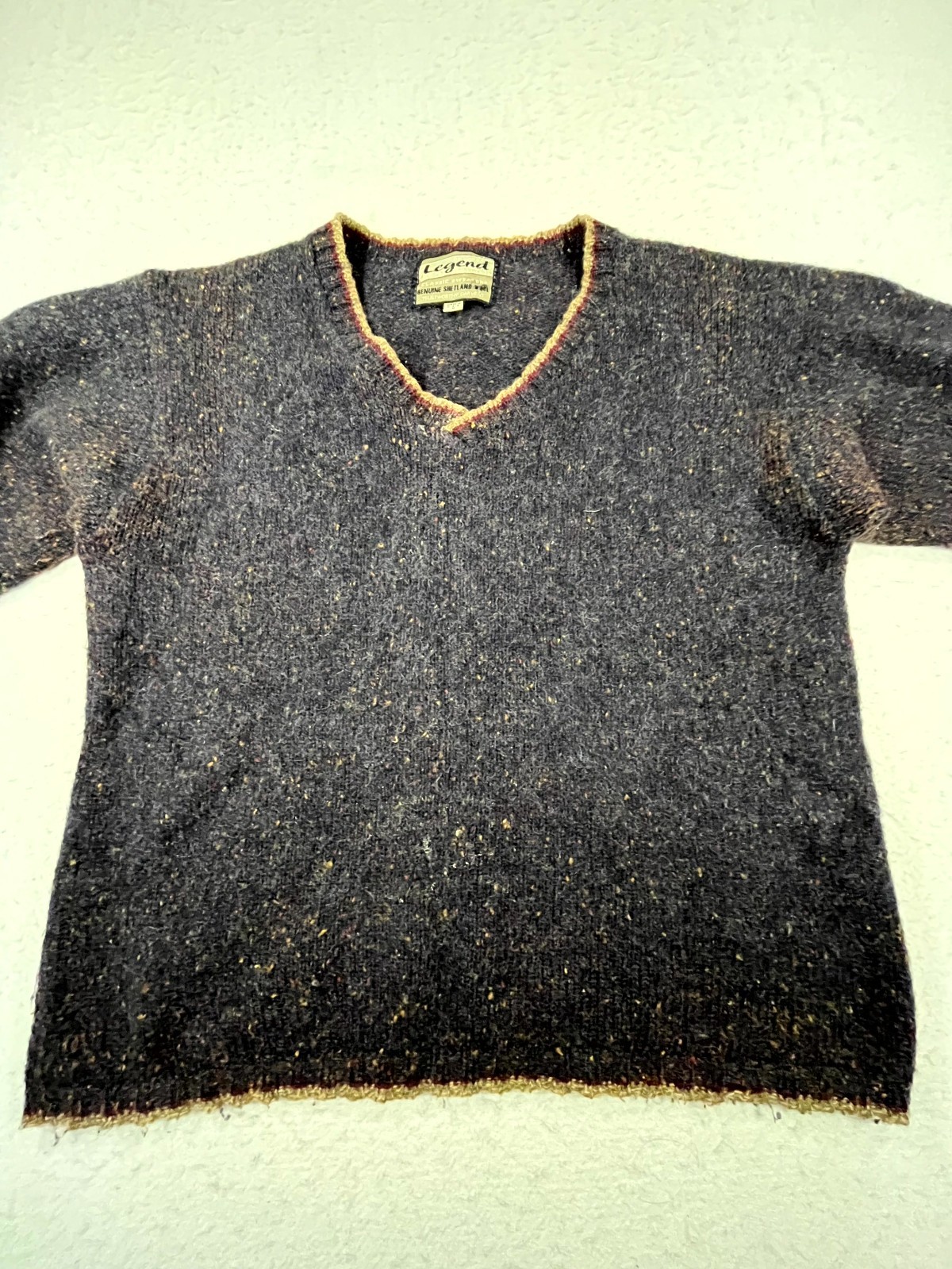 Vintage Legend Classic Sweater Mens M Blue Shetland Wool Tight Knit Warm Cozy image 3