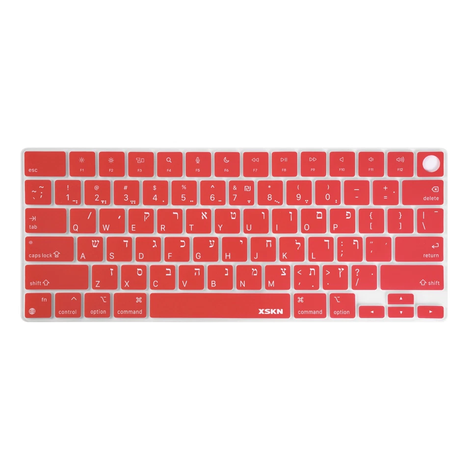 XSKN Red Hebrew Keyboard Cover for 2022-2025 Macbook Air 13.6/Macbook Air 15.3 - Image 2 of 4
