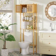Over The Toilet Storage Cabinet Bamboo, 4-Tier Over Toilet Organizer Rack Fre...
