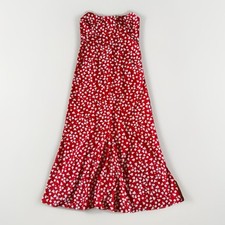 Shein Women Size S Maxi Fit And Flare Red Floral Dress Summer Long Polyester Zip