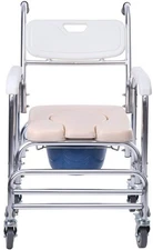 3 in 1 Shower Chair/Bedside Commode/Wheelchair Padded Toilet Seat Transport
