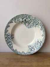 ancienne assiette décor Narcisses, demi-creuse, St Amand, Lebacq et Bouchard