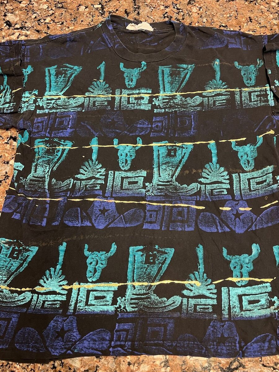 VTG Y2K EARLY 90s DESTINATION LA ALL OVER PRINT T SHIRT SIZE M/L VTG Y2K EARLY 90s DESTINATION LA ALL OVER PRINT T SHIRT SIZE M/L