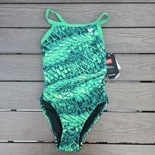 TYR Duralast Plexus Green/black DiamondFit 1 Pc Swim, Girls Youth Sz 22 ,NEW