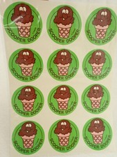 VTG 80s TREND Scratch Sniff Sticker Chocolate Ice Cream 12 Stinky Stickers