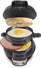 Hamilton Beach Breakfast Sandwich Maker with Egg Cooker Ring Black 600 Watt