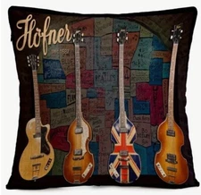 Vintage Hofner European Electric Guitars Musical Throw Pillow Cover Home Decor