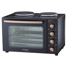 Mini Portable Oven With 2 Hobs 34L Multifuction Countertop Cooker Black / Copper