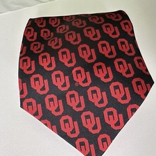 Vintage Mens Oklahoma University OU Sooners Logo Silk Neck Tie New Deadstock VTG
