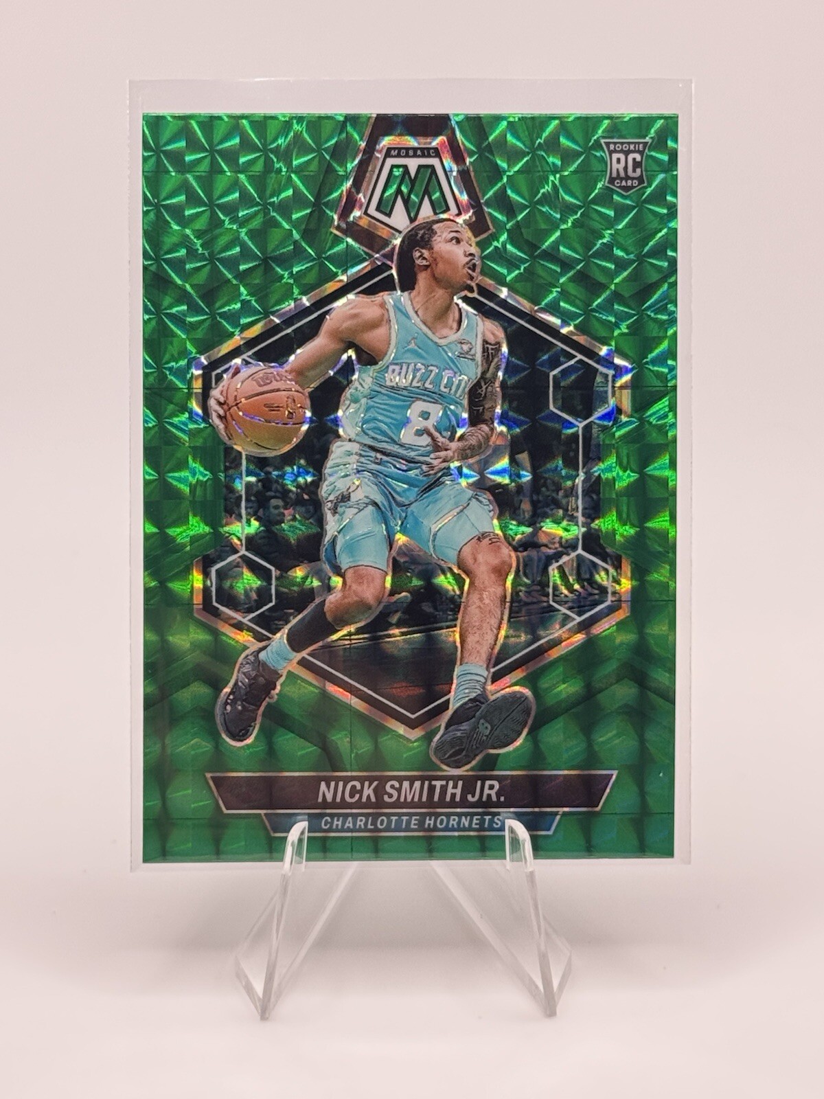 2023-24 Panini Mosaic Nick Smith Jr #242 Green Mosaic Prizm RC Rookie Hornets
