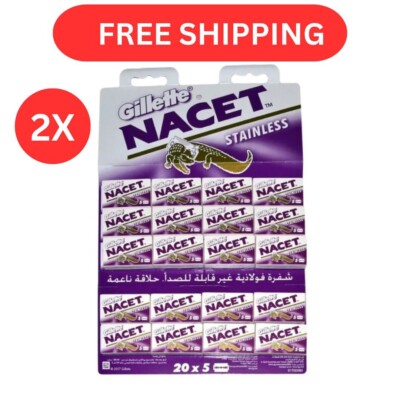 200 Gilette NACET STAINLESS Double Edge Razor Blades Made in Russia Original