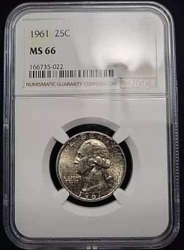 1961 Washington Quarter 25c NGC MS66 | Toned Gem