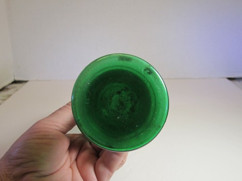Old Moser Glass Green With White Overshot & Gold Trim Decorated Vase - Picture 5 of 6