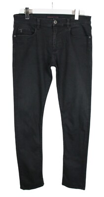 Trussardi Jeans Herren W35 Slim Fit Dehnbar Reißverschluss Fly Denim Schwarz
