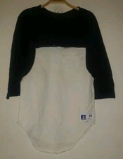 VTG Russell Athletic Light Black White Nylon Blend Raglan Baseball Shirt XS