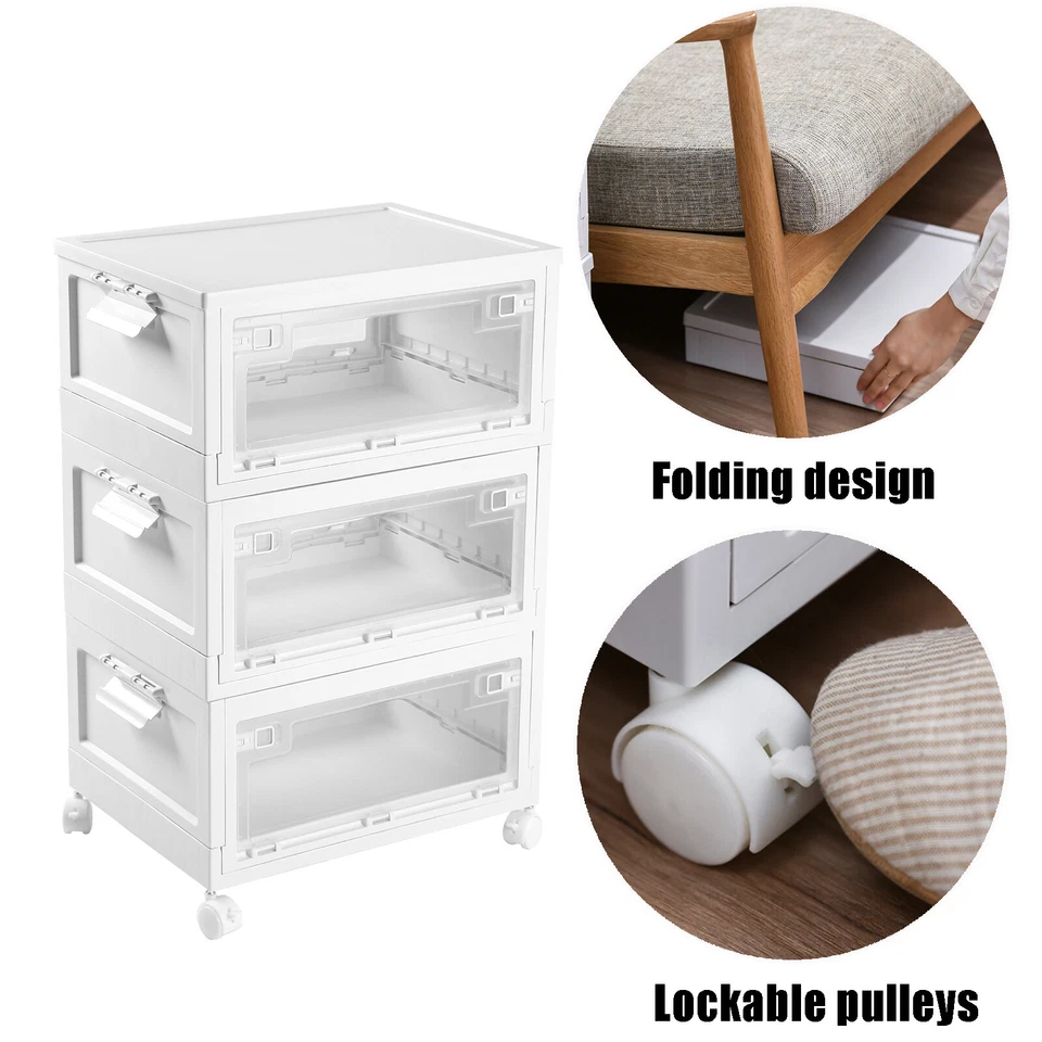 3* 45L Stackable Plastic Storage Bins With Lids, For Living Room, Study, Bedroom - Image 3 of 4