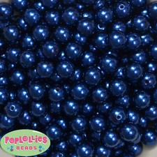 10mm Royal Blue Pearl Finish Acrylic Bubblegum Beads Lot 50 pc.chunky gumball