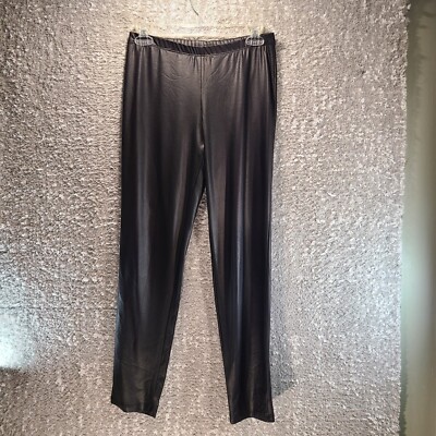 CLARA SUN WOO Faux Leather Skinny Leggings Pants Black M Polyester Preppy Casual