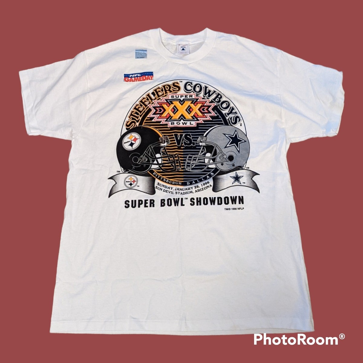 Vintage 1996 Super Bowl XXX Steelers vs. Cowboys Shirt Adult