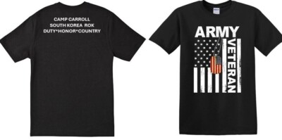 CAMP CARROLL* SOUTH KOREA ROK* TAG*2-SIDED SHIRT*VINYL*OFFICIALLY LICENSED